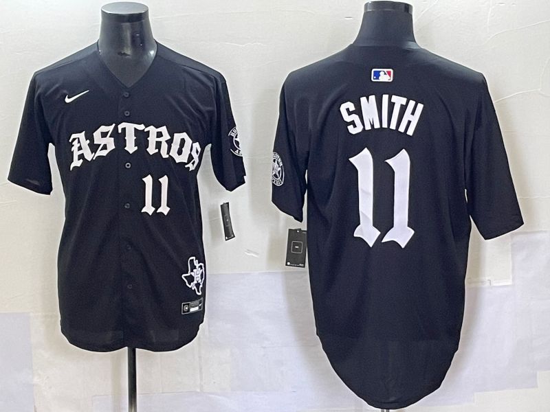 Men 2025 Houston Astros #11 Smith Black Seven generations Joint Name Nike MLB Jersey style 7048->houston astros->MLB Jersey